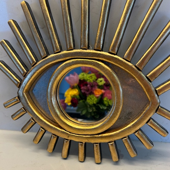 West Elm Gold Eye-Shaped Wall Mirror Decor
Made in Peru
Wood - Picture 3 of 4